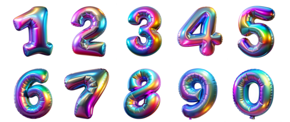 Rainbow Holographic Number Balloons 