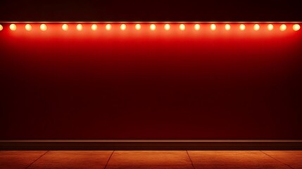 Red wall with lights and brown floor background