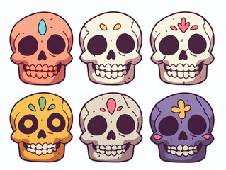 Vibrant Sugar Skulls Art Collection