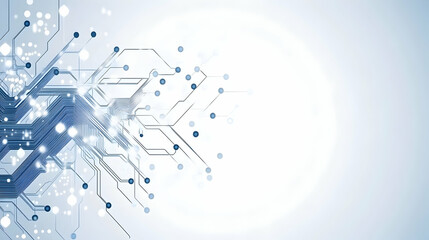 Obraz premium Abstract digital circuit board background; technological innovation, futuristic design, network connection, data flow, electronic components. Perfect for tech websites, presentations.