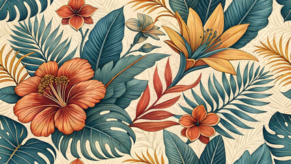Fototapeta premium Seamless Pattern Flower Patterns in Stunning , Use for Print & Digital Design Fashion & Textiles., Home Decorate, Product Design.