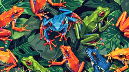 rainforest frog seamless pattern wallpaper