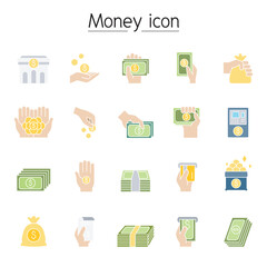 Financial & banking icon set in thin line style