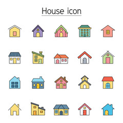 House icon set in thin line style