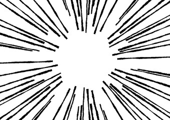 Fototapeta premium ラフな線の漫画風集中線の素材