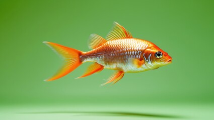 Fototapeta premium Vibrant Orange Goldfish Against a Lush Green Background