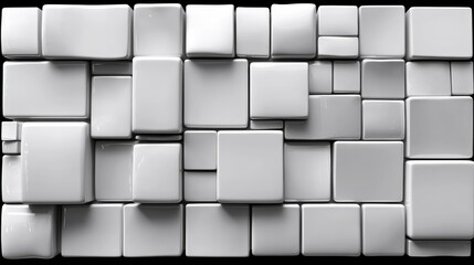 Abstract White Cubic Composition: A 3D Render of Shiny Blocks