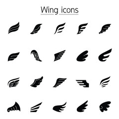 Wing icon set in thin line style