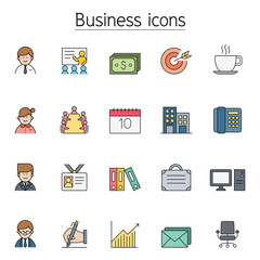 Business management icon set in thin line style