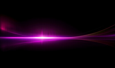 Obraz premium Abstract purple and pink glowing light streaks on a black background, ideal for futuristic or technology designs.