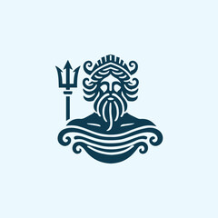 Wave poseidon god logo