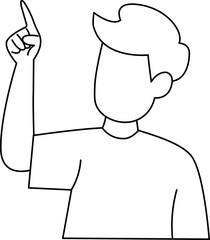 Outline Man Pointing Upward Vector Illustration