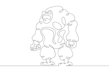 Robot android in full growth. Robotics, artificial intelligence. One continuous drawing line  logo single hand drawn art doodle isolated minimal illustration.