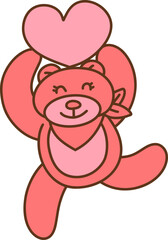 Cute Valentine's bear holding a heart, pink doodle charm