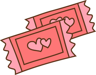Valentine's ticket with heart doodle design