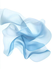 Soft blue fabric flowing gracefully in air, creating serene atmosphere