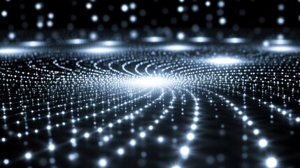 Hydrogen atoms creating a soft light effect in a calm, dark environment 