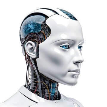 Artificial intelligence in humanoid head AI concept on white