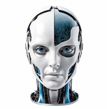 Artificial intelligence in humanoid head AI concept on white