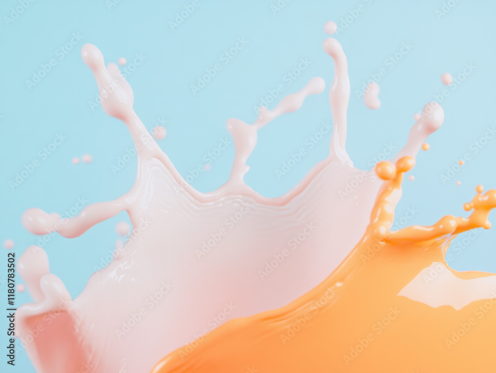 Aufkleber splashing liquid in vibrant colors creates dynamic visual effect