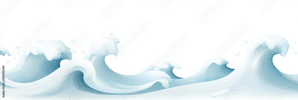 Aufkleber waves crashing on shore create serene and calming atmosphere. blue and white colors evoke sense of t