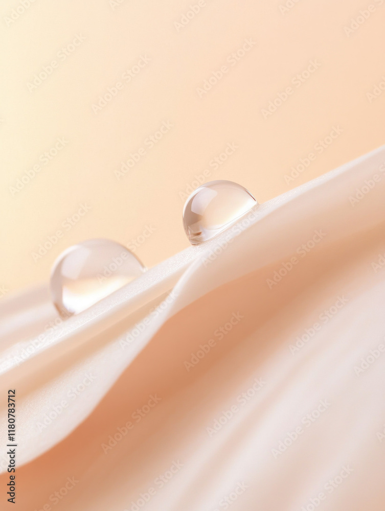 Poster delicate water droplets on soft petal surface create serene atmosphere