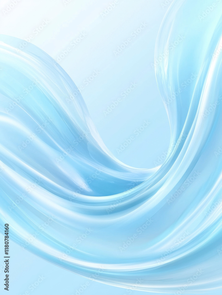 Poster smooth blue waves create serene and calming atmosphere, perfect for backgrounds
