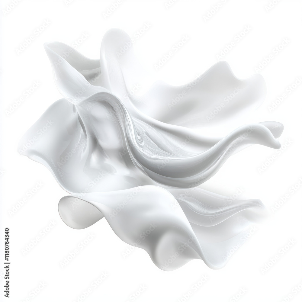 Aufkleber flowing white fabric with soft curves and folds, creating serene look