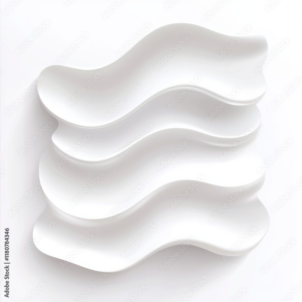 Poster sleek white wall decor with wavy design, adding modern elegance to spaces