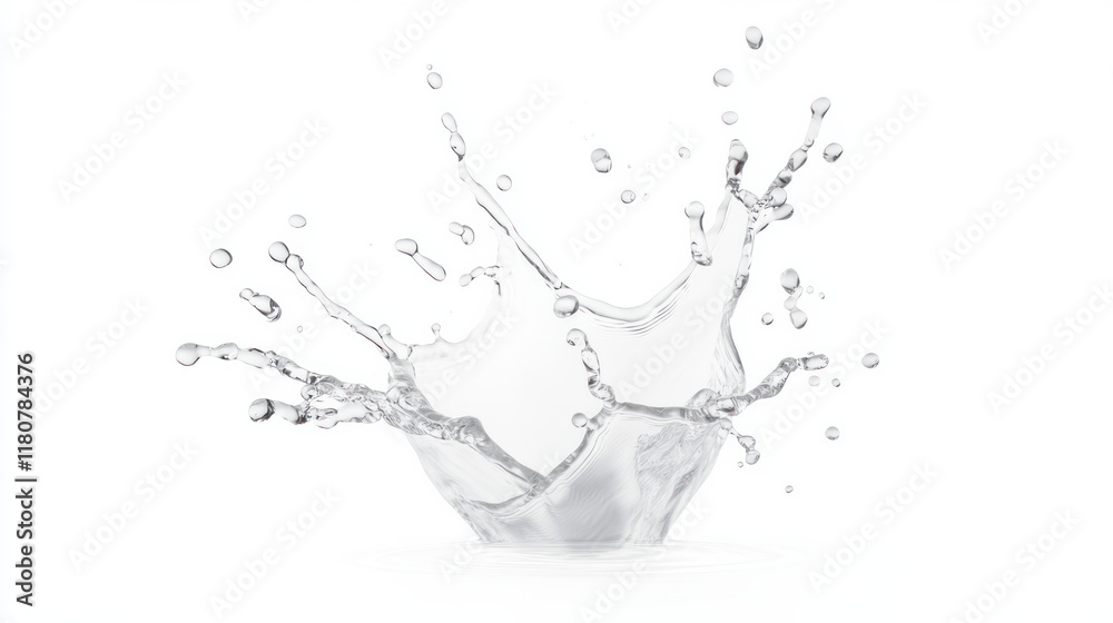 Poster Clear water splash with droplets creating dynamic movement and energy