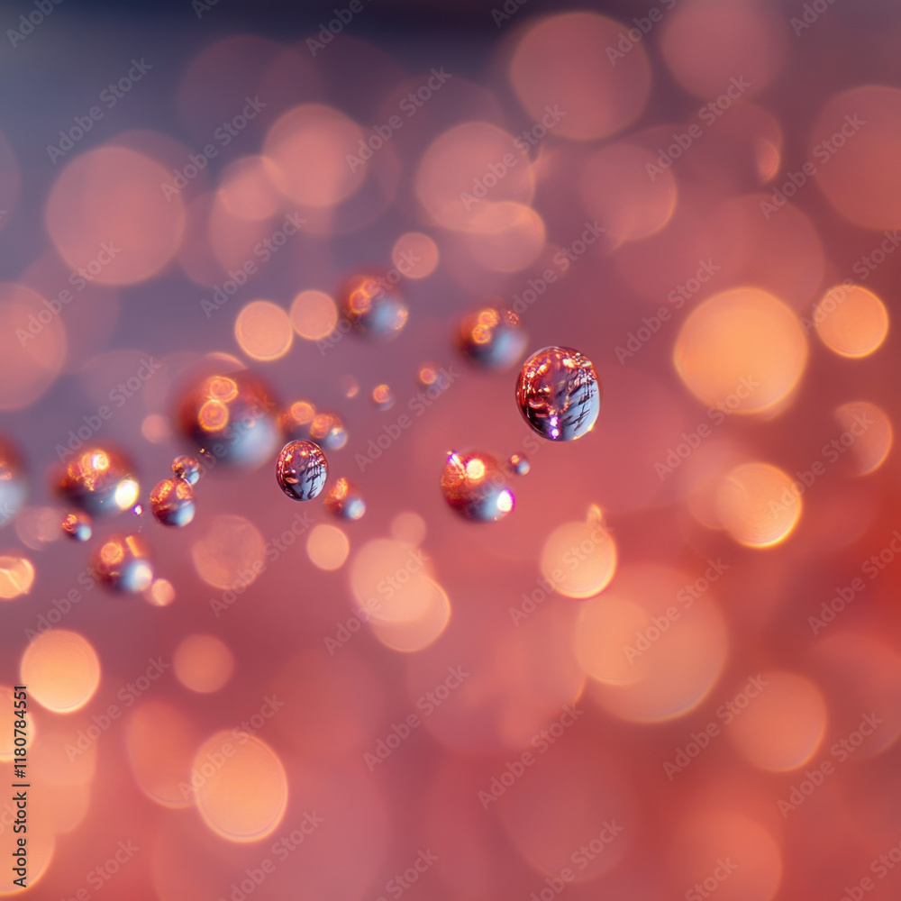 Aufkleber Captivating droplets suspended in dreamy bokeh background create mesmerizing effect