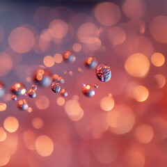 Captivating droplets suspended in dreamy bokeh background create mesmerizing effect