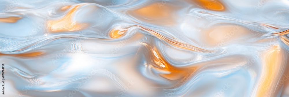 Aufkleber Smooth abstract waves in soft blue and orange tones create serene atmosphere
