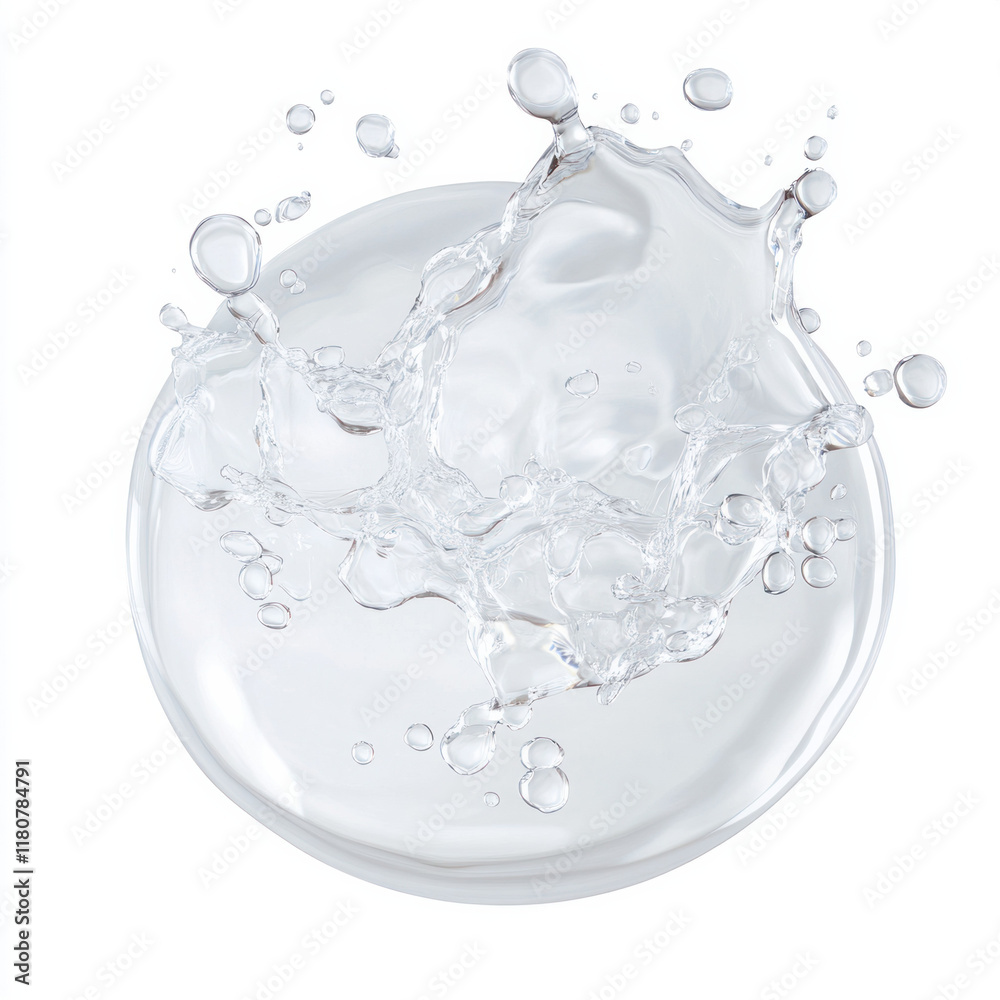 Poster Clear water splash with bubbles creating dynamic and refreshing visual
