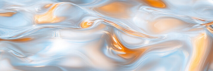 Obraz premium Smooth abstract waves in soft blue and orange tones create serene atmosphere