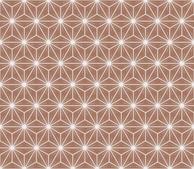 Seamless mocha brown and white vintage oriental Japanese kimono asanoha pattern vector