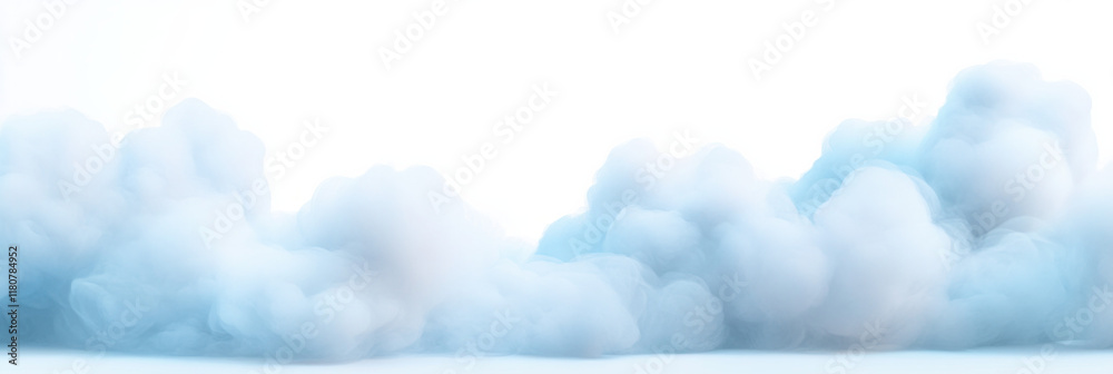 Poster soft blue clouds create serene atmosphere, perfect for backgrounds or artistic projects