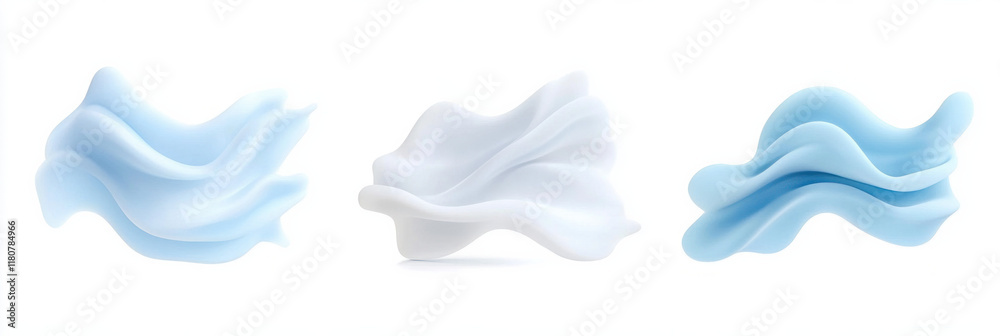 Aufkleber Soft blue and white abstract waves create serene and calming atmosphere. flowing shapes evoke sense of tranquility and fluidity