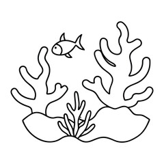 coral reef and marine life sketche