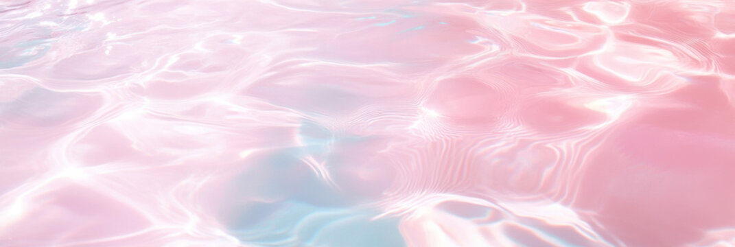 Fototapeta Soft pink and blue water surface with gentle ripples and reflections