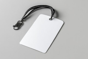 Blank White ID Badge with Lanyard Mockup