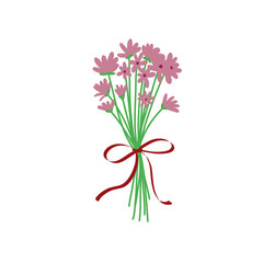 Illustration bouquet of pink flowers svg hand-drawn 