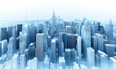 Obraz premium Stunning aerial view of a modern city skyline, showcasing numerous skyscrapers and urban architecture. Perfect for projects related to business, technology, or urban planning.