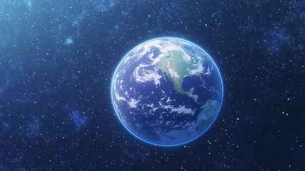 Fototapeta premium Earth from Space with Stars and Galaxies in a Cosmic Background