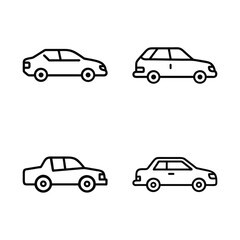 Car icon set vector line art design