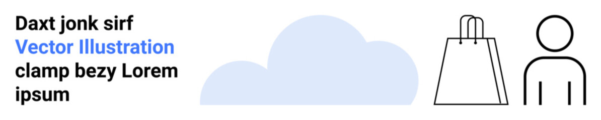 Cloud with shopping bag and user icon representing digital marketplace and e-commerce. Ideal for online retail, digital marketing, e-commerce, customer care, tech services, cloud solutions, business