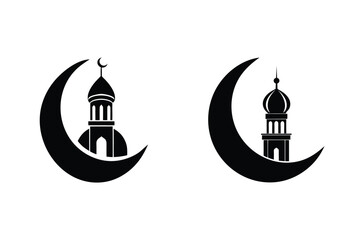 Obraz premium Mosque in the Moon vector illustration