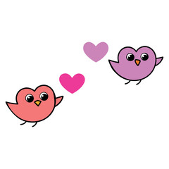 Two cute birds flying