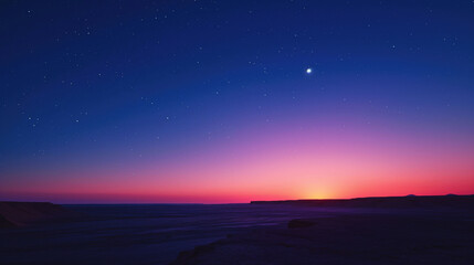 Fototapeta premium Planetary alignment against a twilight sky showcasing cosmic order and vastness in a serene landscape