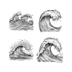 Wave engraving hand drawn design vector template illustration